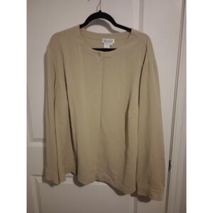 DUE per DUE Women’s 20W Beige Tan Long Sleeve Blouse Tunic Hidden Button Plus...